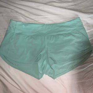 Teal lululemon speed up shorts